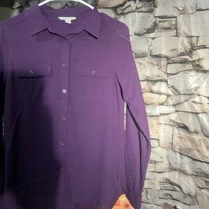 American Eagle Outfitters Casual Purple Button Down Shirt